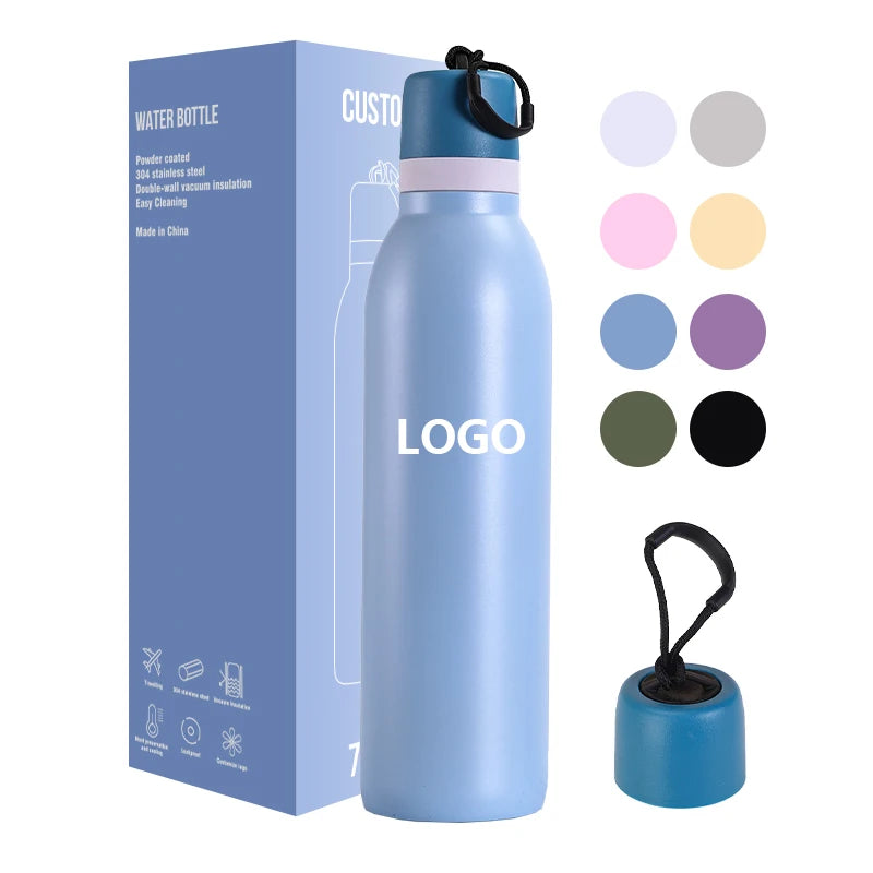 Custom Logo Slim Insulated Stainless Steel Sport Mug Food Grade BPA Free Leakproof Locking Lid 18oz 24oz Thermos Travel Outdoor