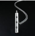 2020 Latest Pet Memorial Necklace Titanium Steel Perfume Bottle Stainless Steel Glossy Paw Print Memorial Pendant Long Necklace