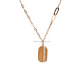 New Arrival 18K Gold Rectangular Pendant Necklace with Zircon Customized Engraving Words