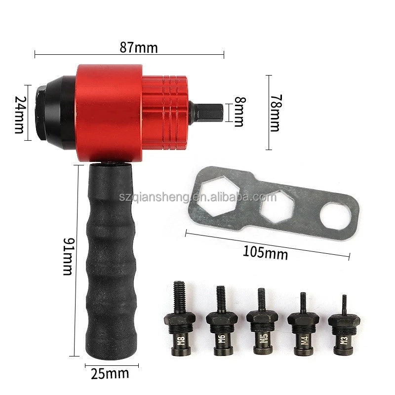 Rivet Nut Gun Riveting M3~M8 Cordless Rivet Drill Electric Adapter Insert Nut Tool