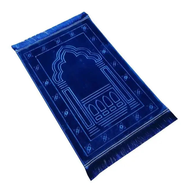 Solid Color Embossed Carpet Muslim Raschel Worship and Prayer Mat Soft and Thick Square Prayer Rug for Mosque Use