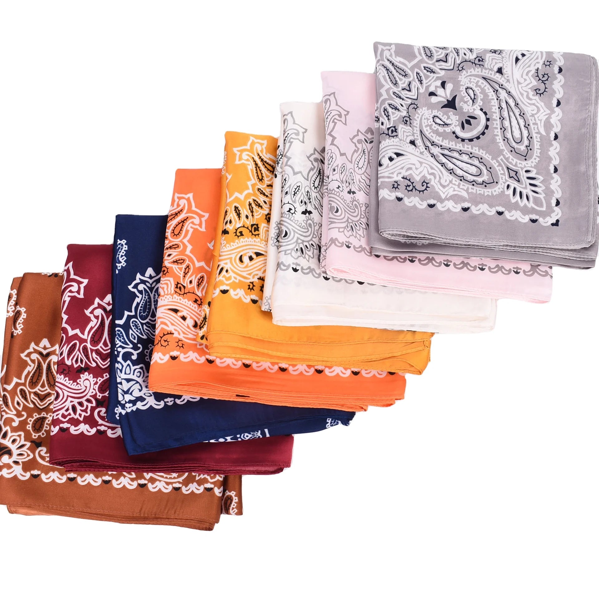 Wholesale 70x70cm Soft Silk Feeling Scarf Classic Paisley Prints Women Lightweight Satin Bandana Neck Scarfs Beach Wear
