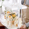 Clear Gift Box with Ribbon Transparent Cake Carrier Box with Lids PET Tall Cake Packaging Boxes Clear Gift Boxes for Birthday