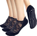 Women's Breathable Lace Floral Mesh Knitted Yoga Socks Non-Slip Winter Accessory with Simple Style