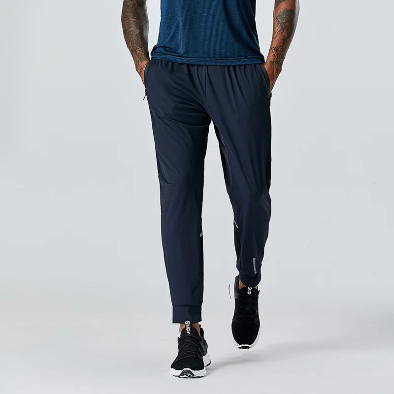 Men's Athletic Running Pants Zipper Pockets Custom OEM Quick Dry Sports Track Training Joggers Lightweight Summer Solid Workout