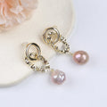 White Pink Pearl Earrings Pure Edison Natural Freshwater Pearl Shell Earrings