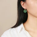 Vintage 18K Gold Crystal Stone Circle Hoop Earrings Stainless Steel Waterproof Jewelry Set for Women