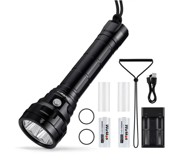 High Reliability 5000LM 4*LH351D IPX8 Underwater Torch Rechargeable Diving Flashlight Diving Fishing Camping
