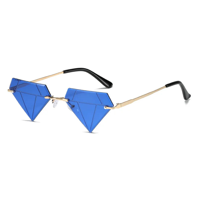 2025 New Fashion Rimless Frame Diamond Accented Sunglasses Hip Hop Customizable UV400 Glasses