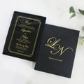 Customized Design Acrylic Birthday Invite Card Wedding Invitations with Gold Foil Box and Silk Cloth Decoration