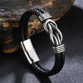 Dual Layer Magnetic DIY Engraved Stainless Steel and New Leather Bracelet 'Love You Forever' Fashionable Double-Bang Bangle