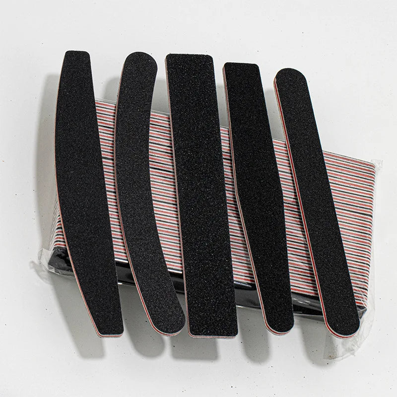 Logo Straight Double-Sided Nail File 100/180 Grit Professional Sandpaper Half Moon Cuticle Remover Manicure Tools