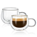 Shot Glasses Clear Small Mini Cup Thermal Borosilicate 3 Oz Double Walled Insulated Glasses Espresso Mugs with Handle Set of 2 4