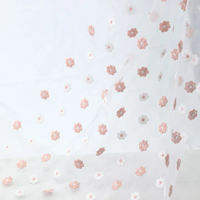 3D Plum Floral Embroidery Organza Lace Fabric Soft Net Organza Lace Fabric for Wedding Bridal Dress