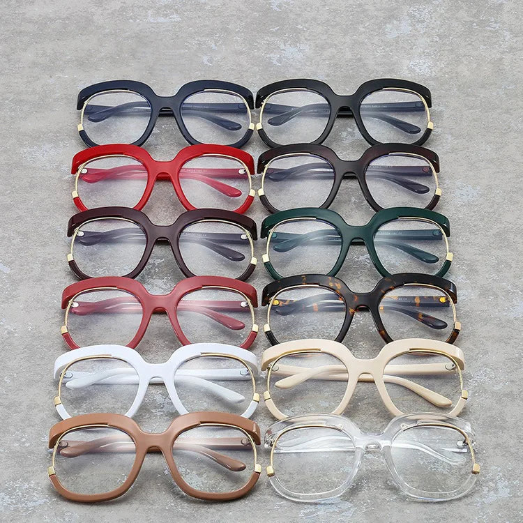 Wholesale Unisex Metal & PC Large Frame Anti Blue Light Blocking Optical Glasses with Print Pattern for Reading
