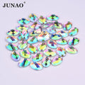 JUNAO 13*18mm Big Size Oval Diamond Non Sewing Crystal Stones Flatback Acrylic Crystal AB Rhinestone for DIY Crafts