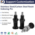 High Demand Long Thread Reset Index Pin Carbon Steel and Stainless Steel Indexing Plunger for Carton Packing