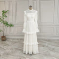 Real Photos High Quality Simple Long Sleeves Tiered Lace Wedding Dress for Bride Women Chiffon Bridal Gown Custom Made 15377
