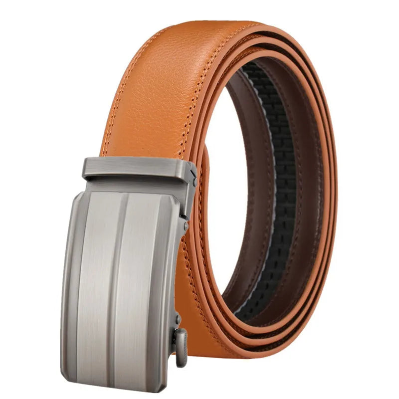 LQbelt Men's Automatic Buckle Belts Leather Ratchet Belt for Men Waistband OEM Factory Custom LOGO