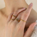 Nabest Women Girls Stainless Steel Gold Plated Colorful Zircon Rings Tarnish Free Open Ring Fashion Jewelry