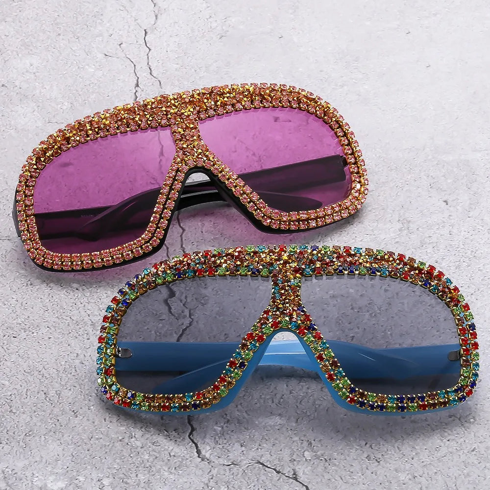 QSKY Cheap Sunglasses square Uv 400 Large Wrap Around Vintage Design Sunglasses Funny Diamond Frame Sunglasses
