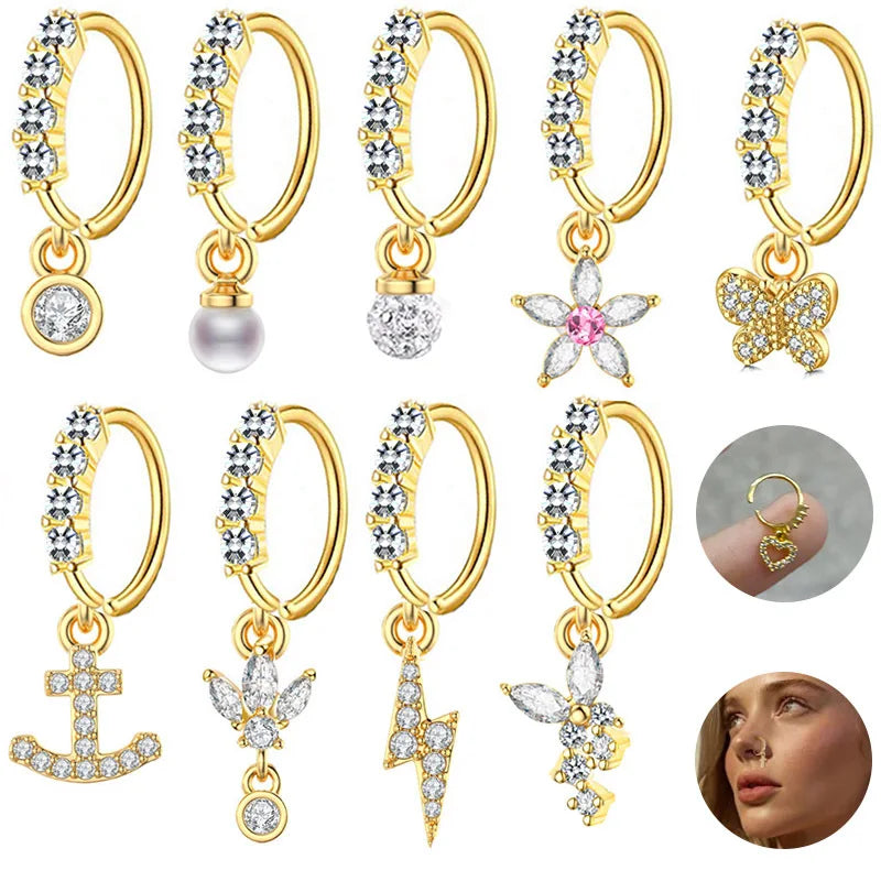 Gaby New Arrive Diamond Stainless Steel Nose Hoop Nose Hoops  Bulk for Women Piercing Wholesale Body Jewelry