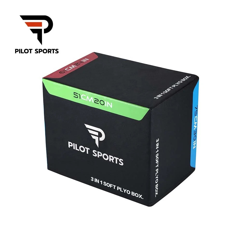 PILOTSPORTS Gym Equipment Fitness Plyometric Plyo Box PVC+EPE 3 in 1 Soft Exercise Jump Box PlyoBox Ideal for Home Gym Workout