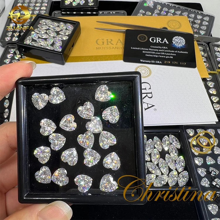 Pass Diamond Tester Heart Shape Moissanite Stone Factory Wholesale Price GRA White Moissnaite Loose Diamond