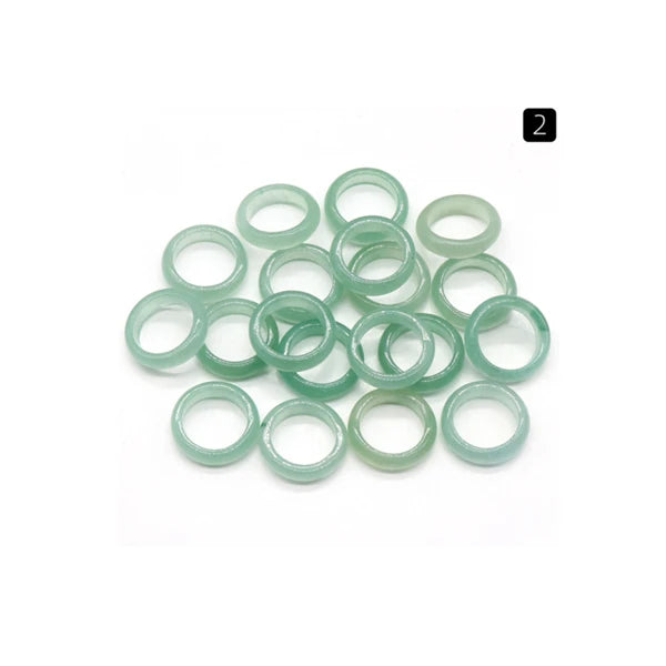 Hot Sale Retro Crystal 16mm Natural Stone Ring Classic Style Agate & Diversity Jade Jewelry Gift for Women
