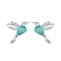 Wholesale 925 Sterling Silver Mint Green Hummingbird Stud Earrings for Women Pave Setting CZ Fine Jewelry Gift BSE849