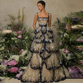 LSCZ31 Hot Sale Sleeveless Dinner Gown Luxury Women Petal Speckle Evening Dresses