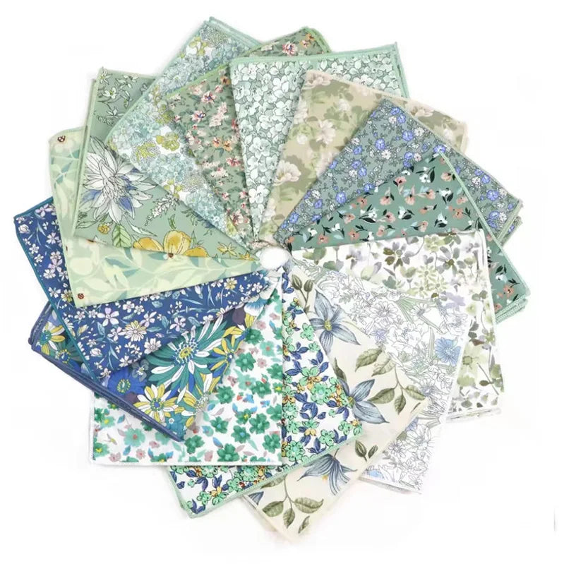 Cotton Pocket Square for Man Floral Handkerchief Gentlemen Hankie Wedding Square Casual Party Gift Men's Tuxedo Pocket Towel