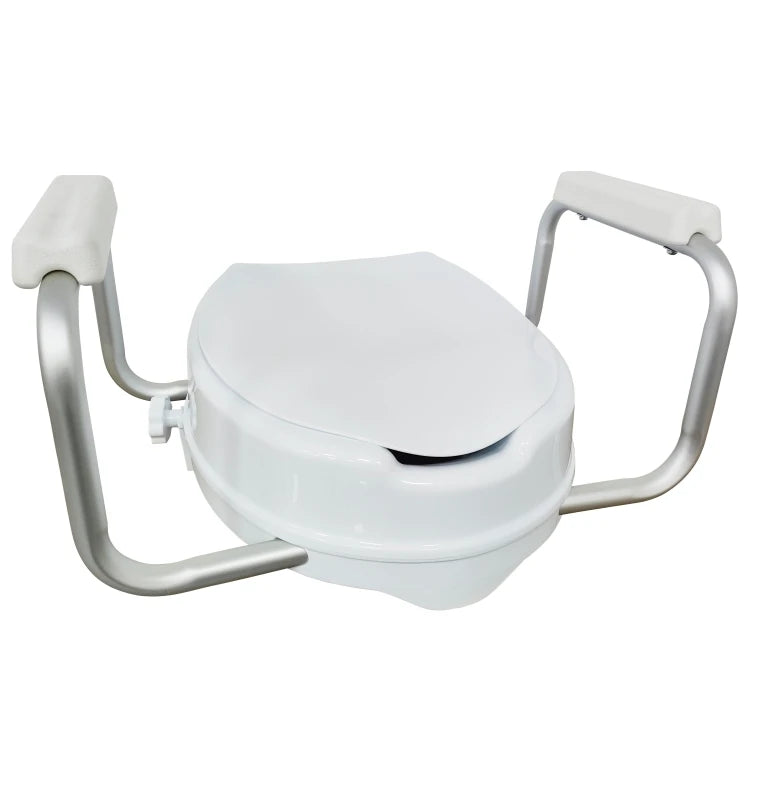 SUNCARE Height Adjustable Elevated 4 Inches PP Commode Homecraft Raised Toilet Seat With Armrest
