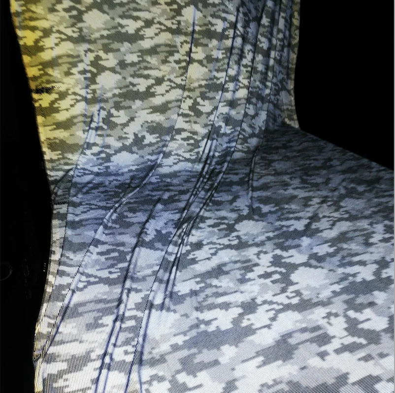 Hot Sale New Style Silver Grey Color Camouflage Printed Mesh 4 Ways Elastic Spandex Reflective Fabric for Sports t Shirt Clothes