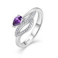 Fine Jewelry Gift S925 Sterling Silver Ring Elegant Twisted Band Engagement Statement Ring with Purple Cubic Zirconia for Women
