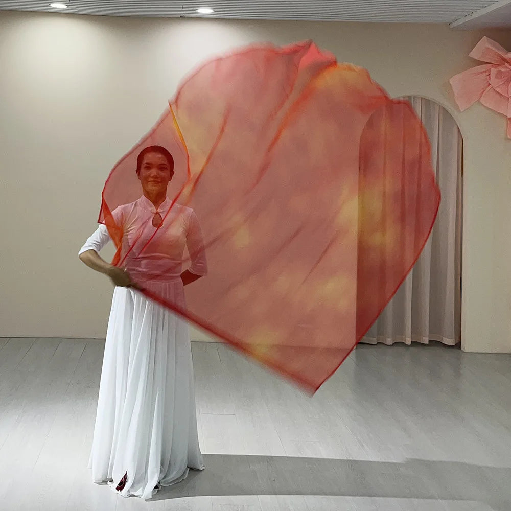 New Flag Dance Props Church Performance Costumes Worship Flag 140 Cm*140cm Flag Flame Color With Stretch Stick