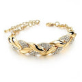 Alloy Beaded Bracelet for Women 18K Gold Plated New Leaf Shaped Trendy Diamond Bracelet for Wedding Gift Beaded Bracelets