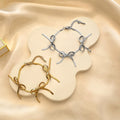 Trendy Style 18K Gold Plated Stainless Steel Three Bow-knot Charms Bracelet Blade Chain Tarnish-Free Fashion Jewelry for Women