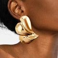 2025 New Arrival Punk Women Big Personalized Geometric Double Heart Metal Earrings Popular Irregular Metal Gold Drop Earrings