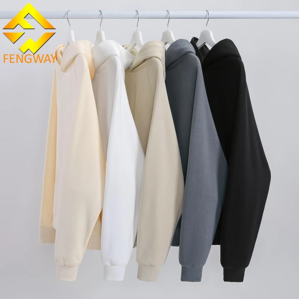 Custom Unisex Autumn Hoodies Crewneck Sweatshirt Heavyweight 3D Embroidery Hand-Painted Plain Dyed Pocket Windproof Men's