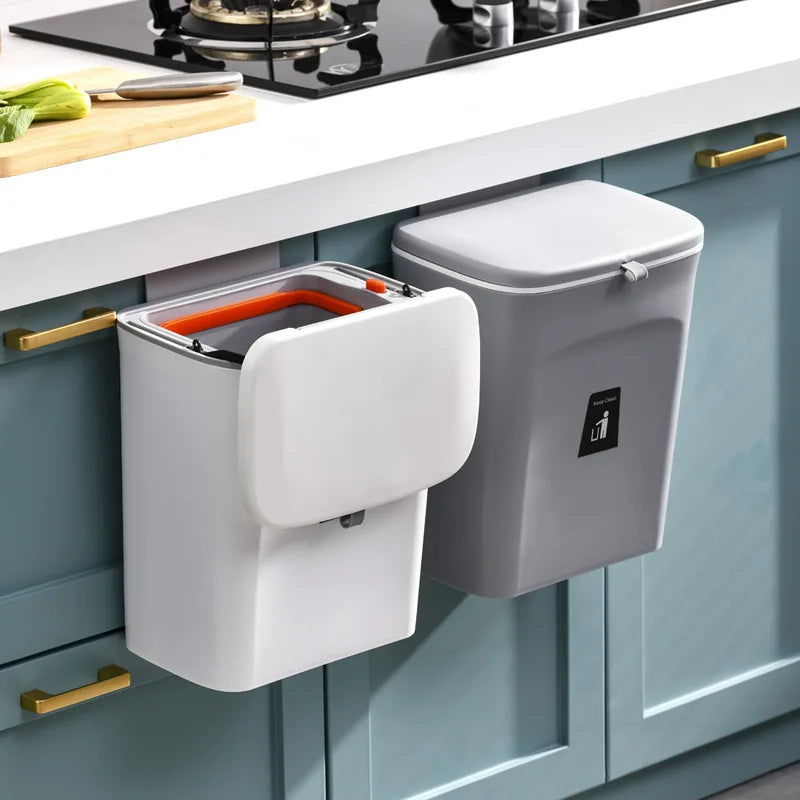 Kitchen Hanging Trash Can Kitchen Cabinet With Lid Wall Mounted Trash Bin Plastic Home Wall Dustbin