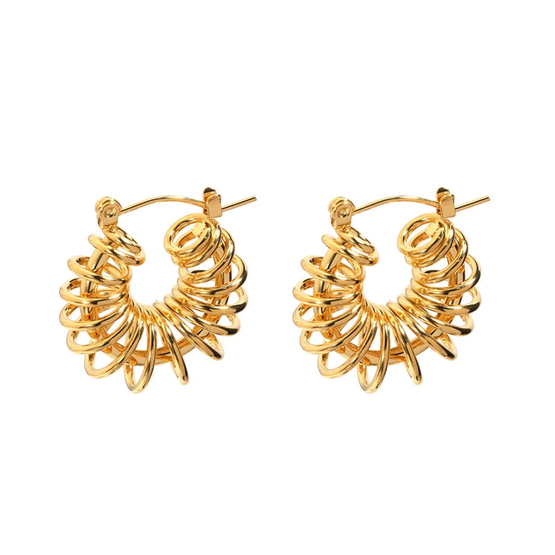 Joolim Trendy Stylish Unique18K PVD Gold Plated Hollow Statement  Chunky Stainless Steel Hoop Earrings Fashion Jewelry Wholesale