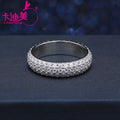 Luxury 925 Sterling Silver Round Full Triple Eternity Engagement Ring With Moissanite Diamond Three Row Full Eternity Ring Women