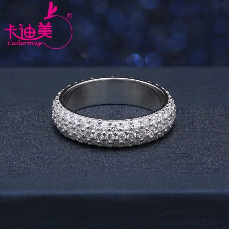 Luxury 925 Sterling Silver Round Full Triple Eternity Engagement Ring With Moissanite Diamond Three Row Full Eternity Ring Women