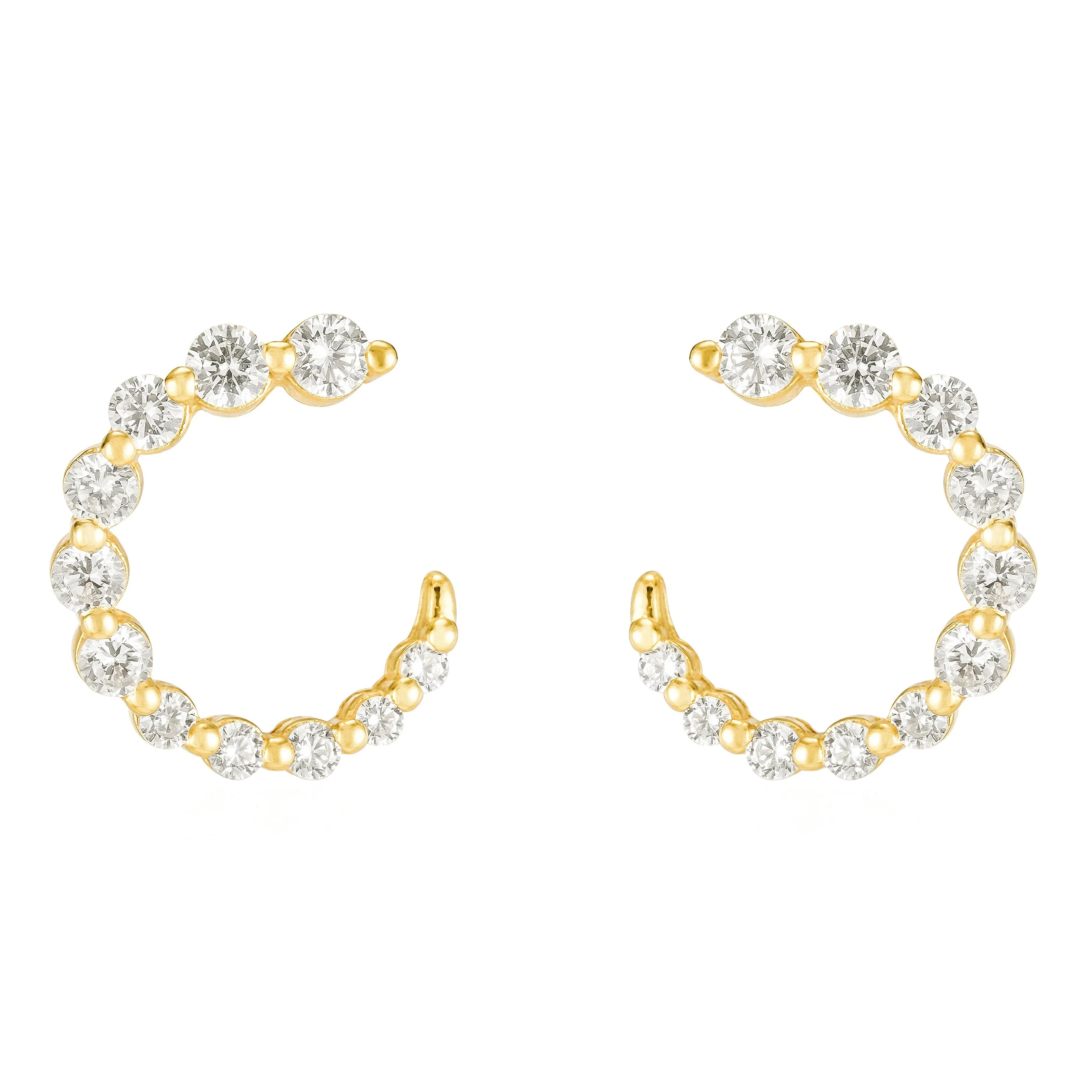 Gemnel New Arrivals Gold Plated Gradient Sized Wrapped Around Cubic Zirconia Women Earrings