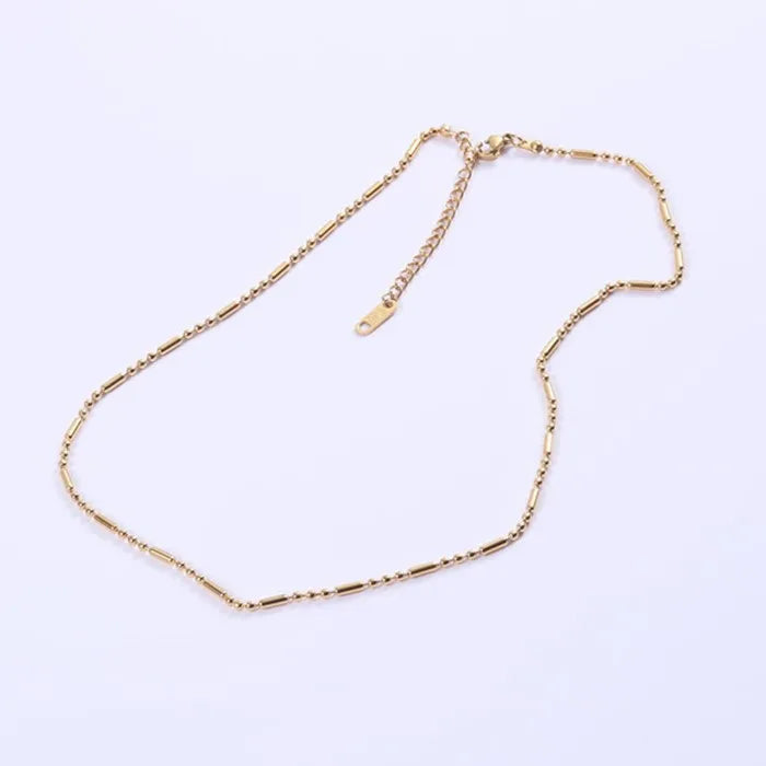 Minimalist Stainless Steel Small Ball Link Chain Necklace for Women