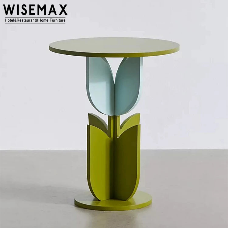 WISEMAX FURNITURE Modern Living Room Furniture Flower Shape Solid Wood Frame Tea Table Round Wood Durable Table Top Coffee Table