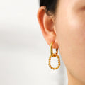 New Double U-shaped Removable Twist Ring Pendant Stainless Steel Gold Plated Waterproof Huggie Earrings for Women