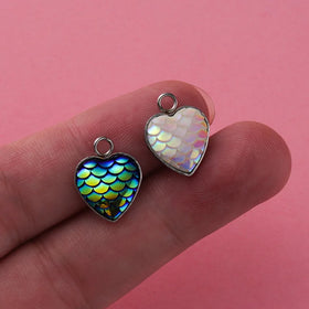 Stainless Steel Peach Heart Accessories Love-shaped Fish Scale Pendant New DIY Jewelry Accessories