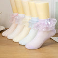2026 Spring Summer Fall Thin Cotton Double Lace Girls' Socks Princess Socks Girls' Bows Princess Lace Lace Dance Socks